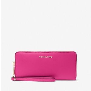 Michael Kors Fuchsia Leather Zip Wallet